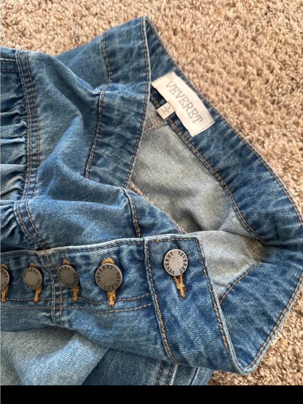 Veveret Ready to Ship Tiered Denim Maxi Skirt size Small - Picture 12 of 12